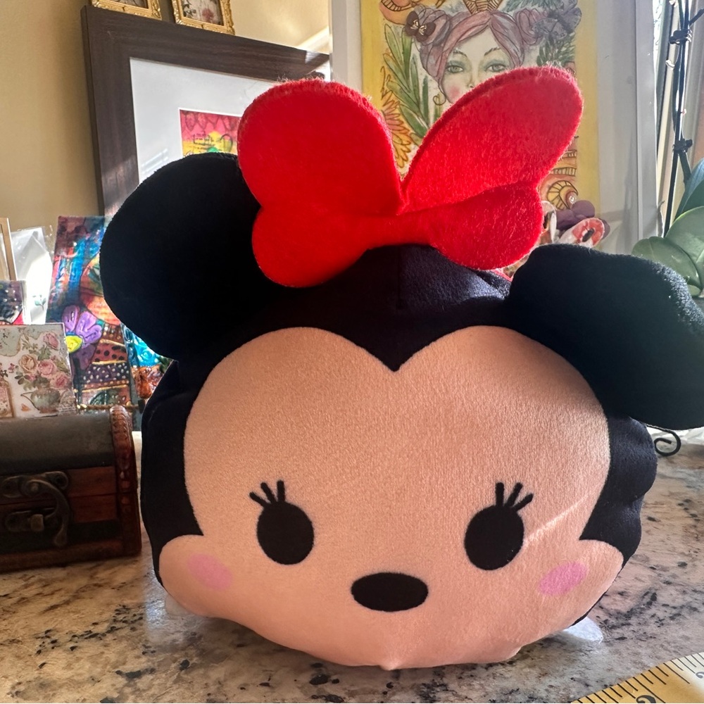 Disney Tsum Tsum Minnie Mouse Plush with Red and Yellow Accents 8”